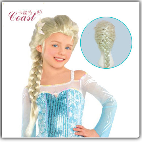 Anna Elsa Cosplay Wig Ponytail Hair For Adult Kids Elsa White Brown Wig Cosplay Hair wig Synthetic Wigs For Children  QY05 - flax stores.shopify