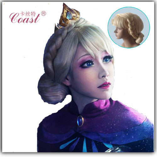 Anna Elsa Cosplay Wig Ponytail Hair For Adult Kids Elsa White Brown Wig Cosplay Hair wig Synthetic Wigs For Children  QY05 - flax stores.shopify