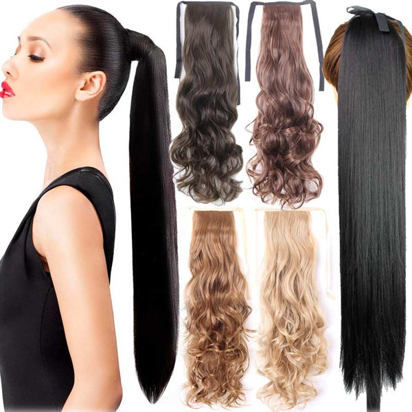 Fake Hair Ponytail Long Straight Hair Pieces Synthetic Hair 105g 22" Hairpiece Clip In Pony Tail Ponytail apply Multicolor - flax stores.shopify