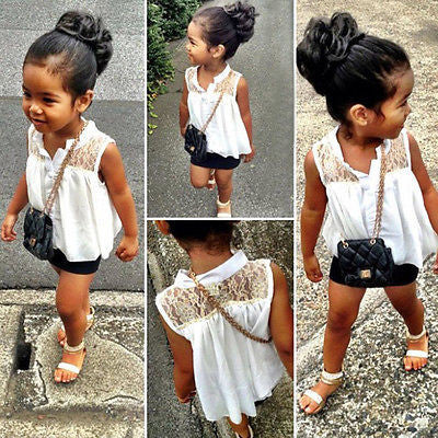 2015 Hot Baby Girls Kids White Summer Lace Chiffon Tops Shirt Blouse 2-7Y UK - flax stores.shopify