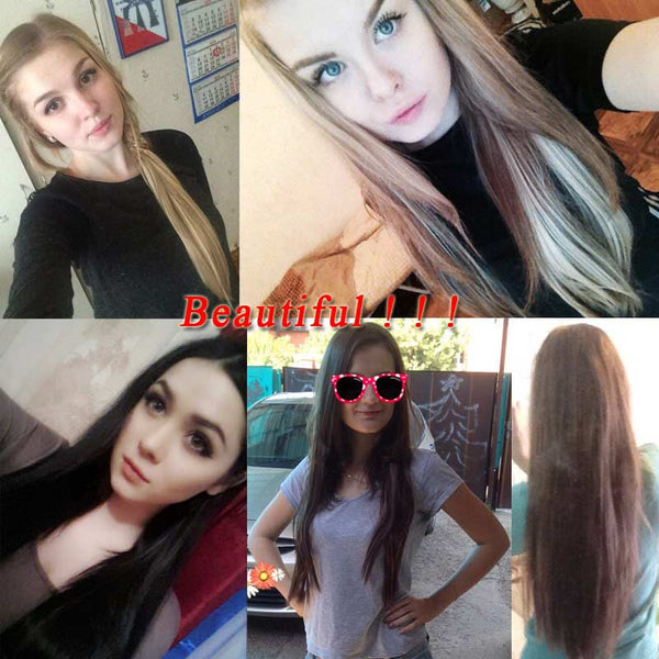 Synthetic Hair with Clips 16 Clip in Hair Extensions False Hair Hairpieces Synthetic 23" Long Straight Apply Hairpiece - flax stores.shopify