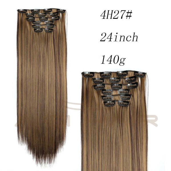 Synthetic Hair with Clips 16 Clip in Hair Extensions False Hair Hairpieces Synthetic 23" Long Straight Apply Hairpiece - flax stores.shopify