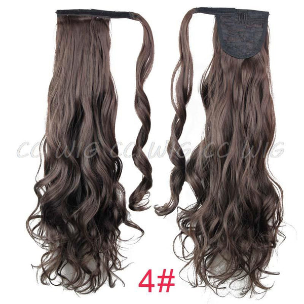 pony Tails ponytails hair pieces 22" Synthetic Hair Long Cruly Clip In Ribbon Ponytail Hair Extensions curly Hairpiece Fake Hair - flax stores.shopify