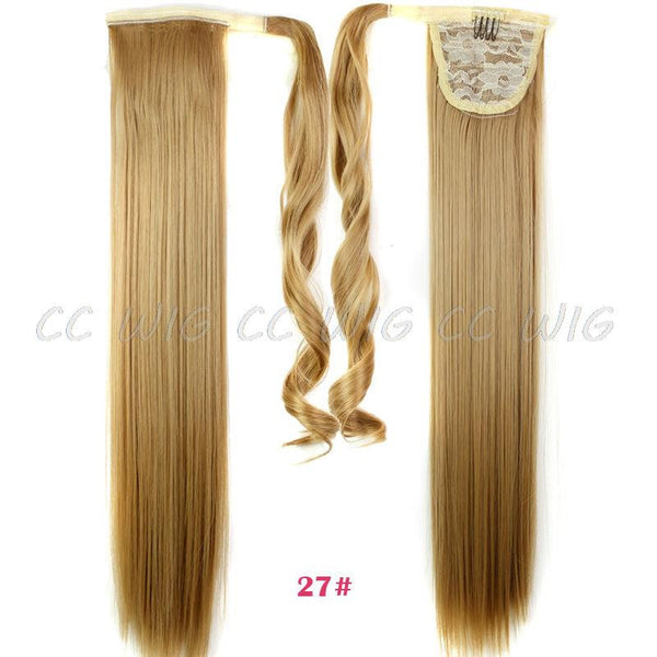 pony Tails ponytails hair pieces 22" Synthetic Hair Long Cruly Clip In Ribbon Ponytail Hair Extensions curly Hairpiece Fake Hair - flax stores.shopify