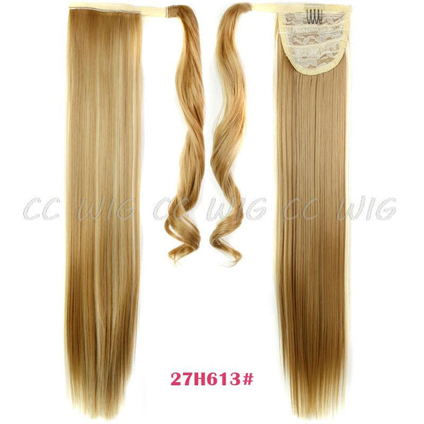 pony Tails ponytails hair pieces 22" Synthetic Hair Long Cruly Clip In Ribbon Ponytail Hair Extensions curly Hairpiece Fake Hair - flax stores.shopify