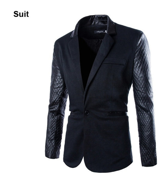 2015 New Arrival Casual Slim Fit Stylish Patchwork Mens Blazers High Quality Men's Blazer Jacket Suits - flax stores.shopify