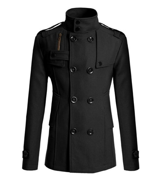 2015 Fashion Men's Winter Coat Turn-down Collar Wool Blends Warm Men's Thick Coat Double Breasted Winter Overcoat For Male - flax stores.shopify