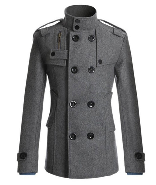 2015 Fashion Men's Winter Coat Turn-down Collar Wool Blends Warm Men's Thick Coat Double Breasted Winter Overcoat For Male - flax stores.shopify