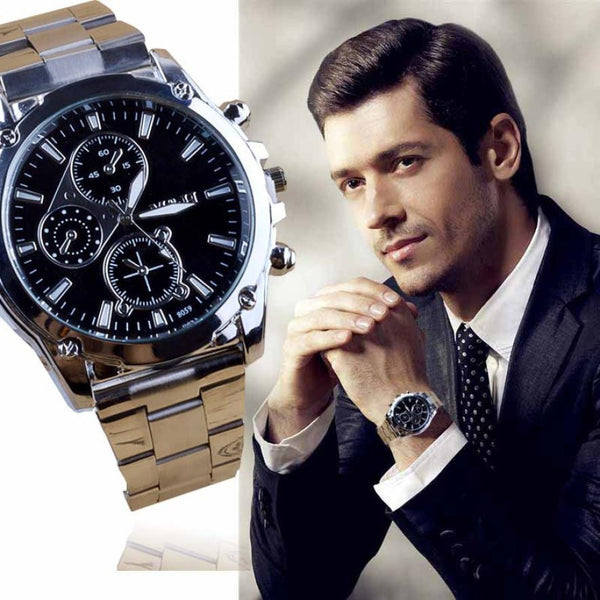 2016 Business mens watches With Stainless Steel Band Bright Quartz Watch Alloy Watch For Men Male relojes para hombre #YSIN - flax stores.shopify