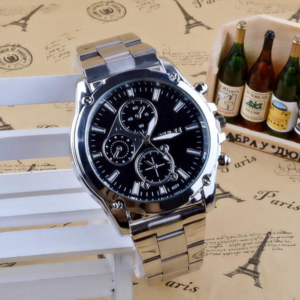 2016 Business mens watches With Stainless Steel Band Bright Quartz Watch Alloy Watch For Men Male relojes para hombre #YSIN - flax stores.shopify