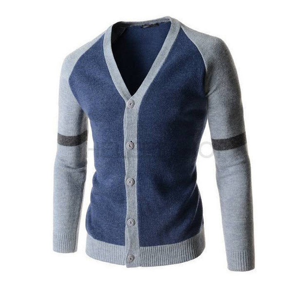 2015 New Arrival Fashion Gradigans Patchwork Mens Sweaters Free Shipping Long Sleeve V-Neck Collar Sweater Drop Shipping 3 Color - flax stores.shopify