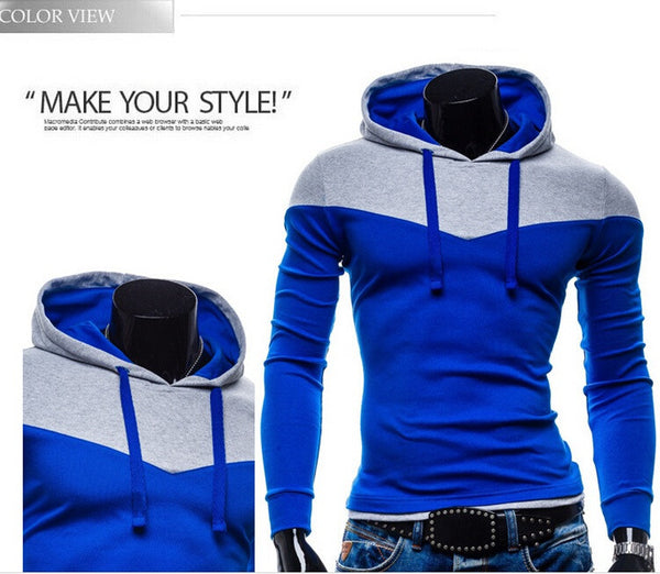 2015 New Arrival Fashion Men's Hoodies Patchwork Two Colors Napping Casual Men's Sweatshirts Hooded Collar Men Coats 6 Colors - flax stores.shopify