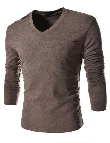 2015 New Arrival Hot Sale Fit Slim Pocket Decoration T-Shirt Men Solid Top Tees Casual Fashion T-Shirt Free Shipping 4 Color - flax stores.shopify