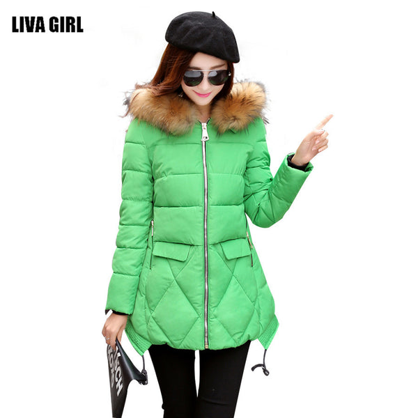 2016 New Winter Coat Fashion Thick Warm Medium-long Down Cotton Parkas Wadded Jacket Women Female Padded Overcoat Hooded Outwear - flax stores.shopify