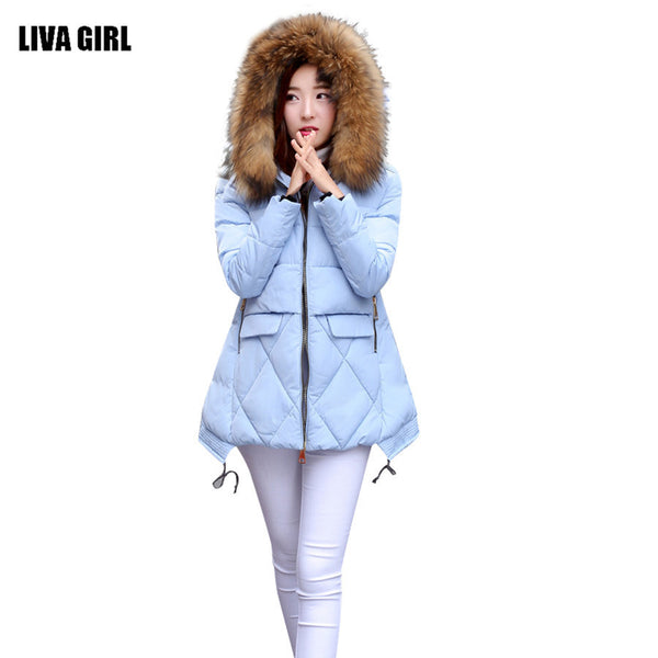 2016 New Winter Coat Fashion Thick Warm Medium-long Down Cotton Parkas Wadded Jacket Women Female Padded Overcoat Hooded Outwear - flax stores.shopify