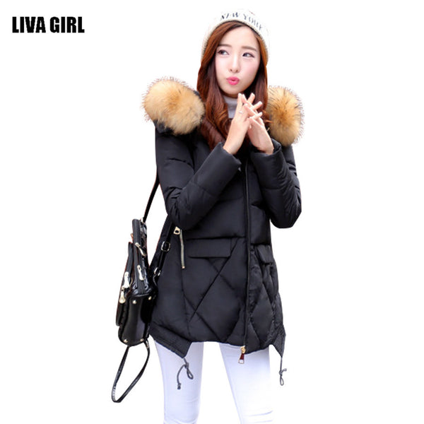 2016 New Winter Coat Fashion Thick Warm Medium-long Down Cotton Parkas Wadded Jacket Women Female Padded Overcoat Hooded Outwear - flax stores.shopify