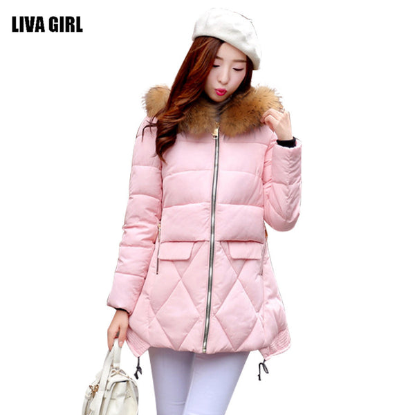 2016 New Winter Coat Fashion Thick Warm Medium-long Down Cotton Parkas Wadded Jacket Women Female Padded Overcoat Hooded Outwear - flax stores.shopify