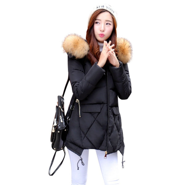 2016 New Winter Coat Fashion Thick Warm Medium-long Down Cotton Parkas Wadded Jacket Women Female Padded Overcoat Hooded Outwear - flax stores.shopify