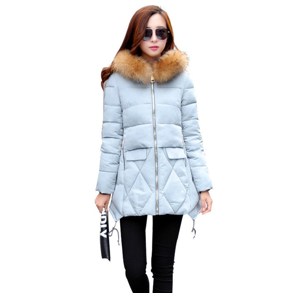 2016 New Winter Coat Fashion Thick Warm Medium-long Down Cotton Parkas Wadded Jacket Women Female Padded Overcoat Hooded Outwear - flax stores.shopify