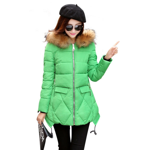 2016 New Winter Coat Fashion Thick Warm Medium-long Down Cotton Parkas Wadded Jacket Women Female Padded Overcoat Hooded Outwear - flax stores.shopify