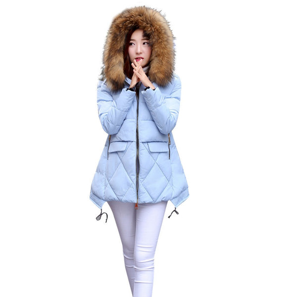 2016 New Winter Coat Fashion Thick Warm Medium-long Down Cotton Parkas Wadded Jacket Women Female Padded Overcoat Hooded Outwear - flax stores.shopify