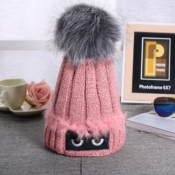 Winter Autumn Fashion Women Wool Knitted Caps  High Quality Furry Ball Design Knitted  Hats For Women and Girl Gift - flax stores.shopify