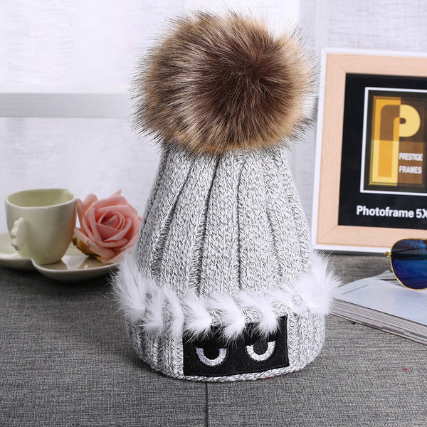 Winter Autumn Fashion Women Wool Knitted Caps  High Quality Furry Ball Design Knitted  Hats For Women and Girl Gift - flax stores.shopify