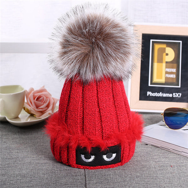 Winter Autumn Fashion Women Wool Knitted Caps  High Quality Furry Ball Design Knitted  Hats For Women and Girl Gift - flax stores.shopify