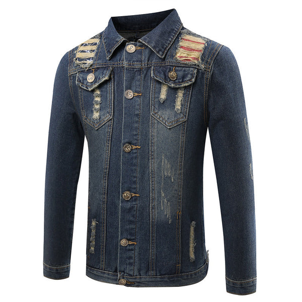 2016 New Spring Autumn Fashion Men's Denim Jacket High Quality Embroidery Brand Men Jacket Slim Fit Denim Jacket Coat  Plus Size - flax stores.shopify