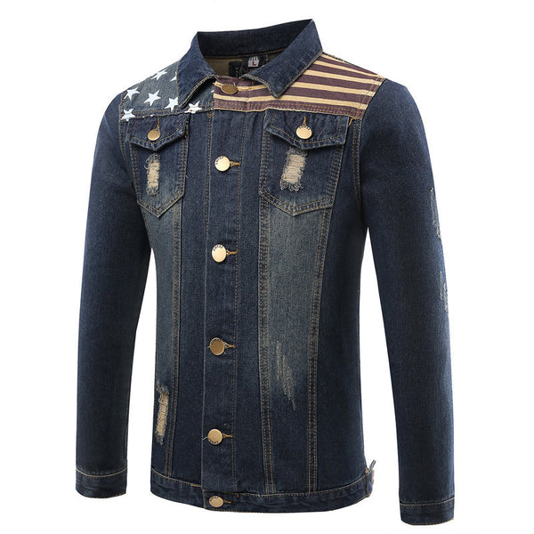 2016 New Spring Autumn Fashion Men's Denim Jacket High Quality Embroidery Brand Men Jacket Slim Fit Denim Jacket Coat  Plus Size - flax stores.shopify