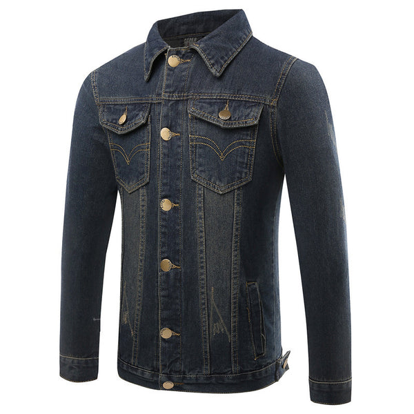 2016 New Spring Autumn Fashion Men's Denim Jacket High Quality Embroidery Brand Men Jacket Slim Fit Denim Jacket Coat  Plus Size - flax stores.shopify