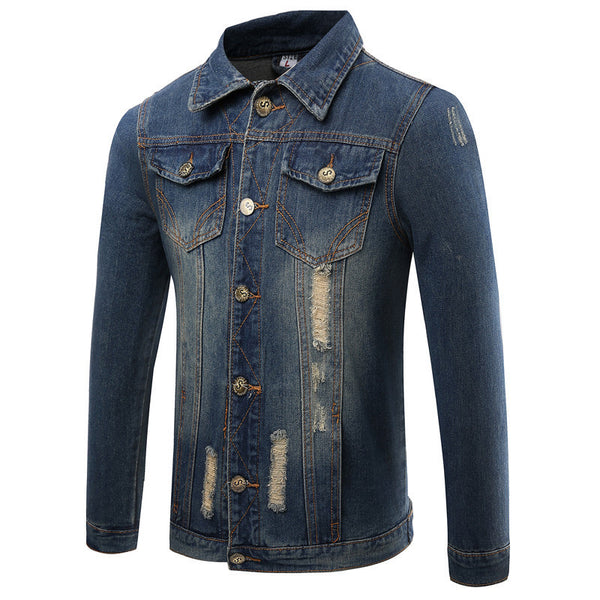 2016 New Spring Autumn Fashion Men's Denim Jacket High Quality Embroidery Brand Men Jacket Slim Fit Denim Jacket Coat  Plus Size - flax stores.shopify