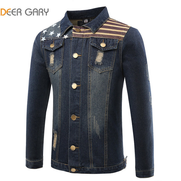 2016 New Spring Autumn Fashion Men's Denim Jacket High Quality Embroidery Brand Men Jacket Slim Fit Denim Jacket Coat  Plus Size - flax stores.shopify