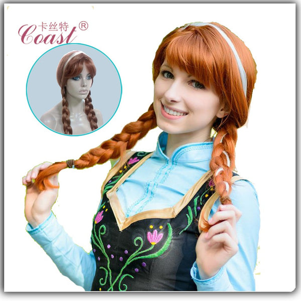 Anna Elsa Cosplay Wig Ponytail Hair For Adult Kids Elsa White Brown Wig Cosplay Hair wig Synthetic Wigs For Children  QY05 - flax stores.shopify