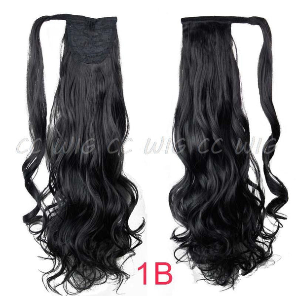 pony Tails ponytails hair pieces 22" Synthetic Hair Long Cruly Clip In Ribbon Ponytail Hair Extensions curly Hairpiece Fake Hair - flax stores.shopify