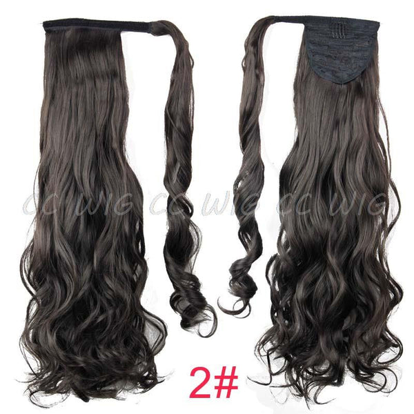 pony Tails ponytails hair pieces 22" Synthetic Hair Long Cruly Clip In Ribbon Ponytail Hair Extensions curly Hairpiece Fake Hair - flax stores.shopify