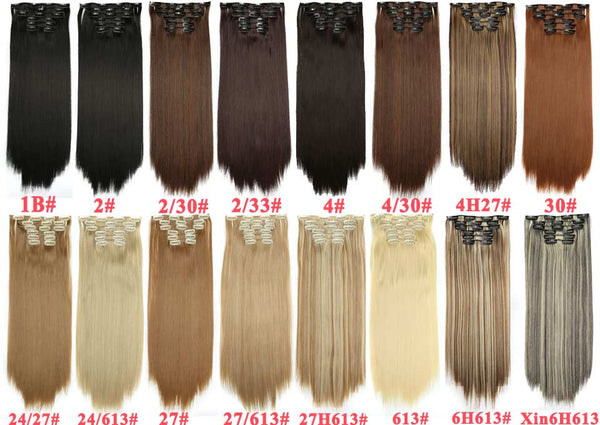 Synthetic Hair with Clips 16 Clip in Hair Extensions False Hair Hairpieces Synthetic 23" Long Straight Apply Hairpiece - flax stores.shopify